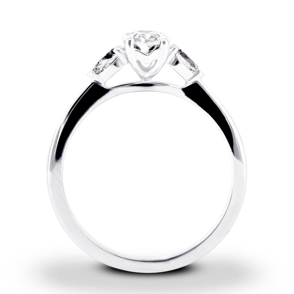 Platinum 1.00ct Oval and Pear Cut Diamond Three Stone Engagement Ring
