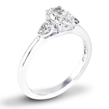 Platinum 1.00ct Three Oval and Pear Cut Diamond Engagement Ring Side Closeup