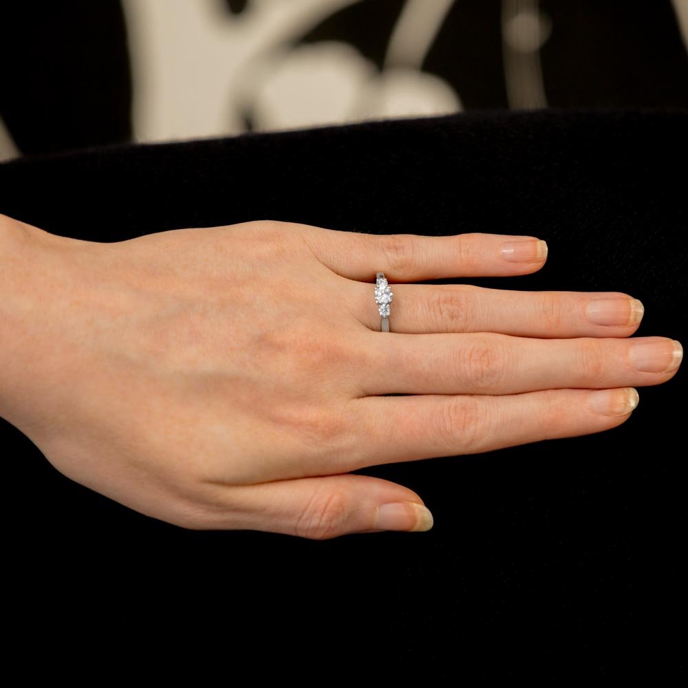 The Bryony Platinum Round Brilliant Cut Diamond Three Stone Engagement Ring