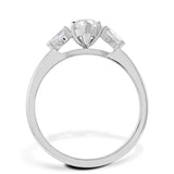 Platinum 1ct Marquise And Pear Cut Diamond Three Stone Engagement Ring