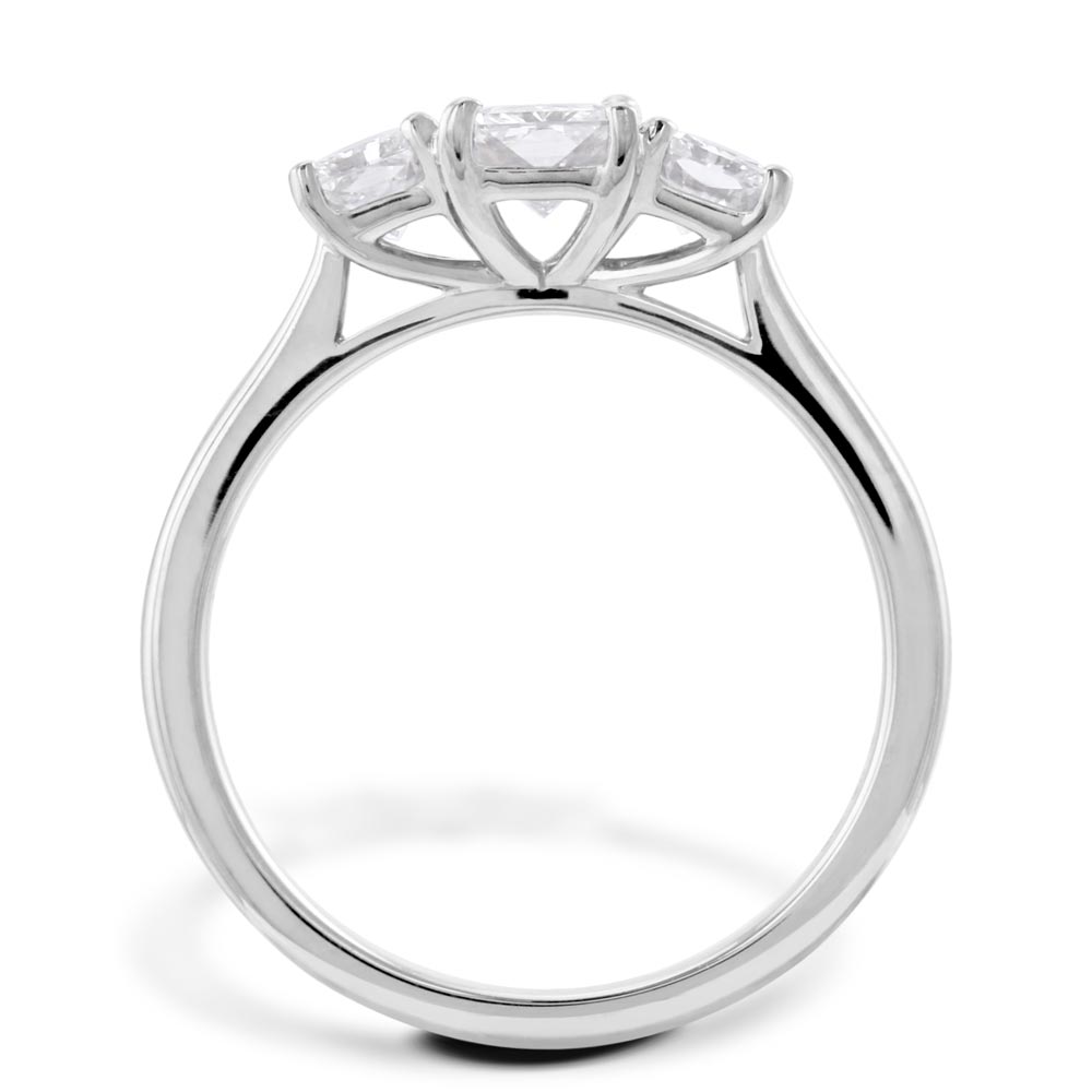 Platinum 1.19ct Radiant Cut Diamond Three Stone Engagement Ring