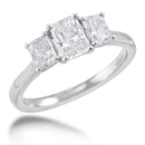 Platinum 1.19ct Radiant Cut Diamond Three Stone Engagement Ring
