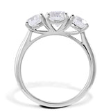 Platinum 2.11ct Round Brilliant Cut Diamond Three Stone Engagement Ring