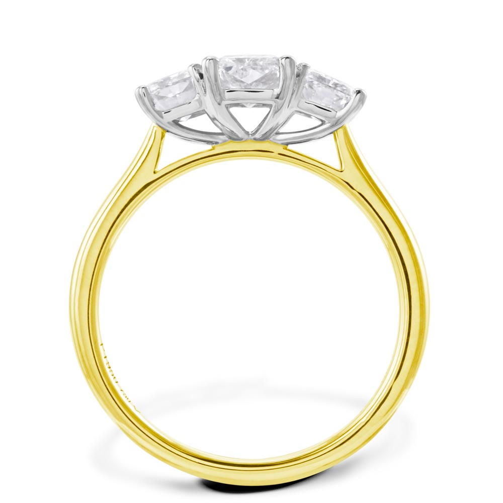 Platinum And 18ct Yellow Gold 1.49ct Radiant Cut Diamond Three Stone Engagement Ring