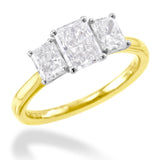 Platinum And 18ct Yellow Gold 1.49ct Radiant Cut Diamond Three Stone Engagement Ring