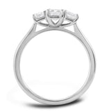 platinum 1.15ct radiant cut diamond three stone engagement ring setting view