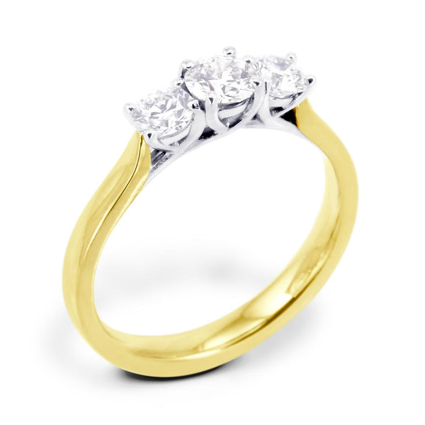 The Alyssa 18ct Yellow Gold And Platinum Round Brilliant Cut Diamond Three Stone Engagement Ring