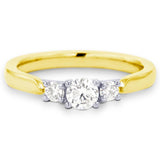 18ct Yellow Gold 0.50ct Round Brilliant Cut Diamond Three Stone Ring