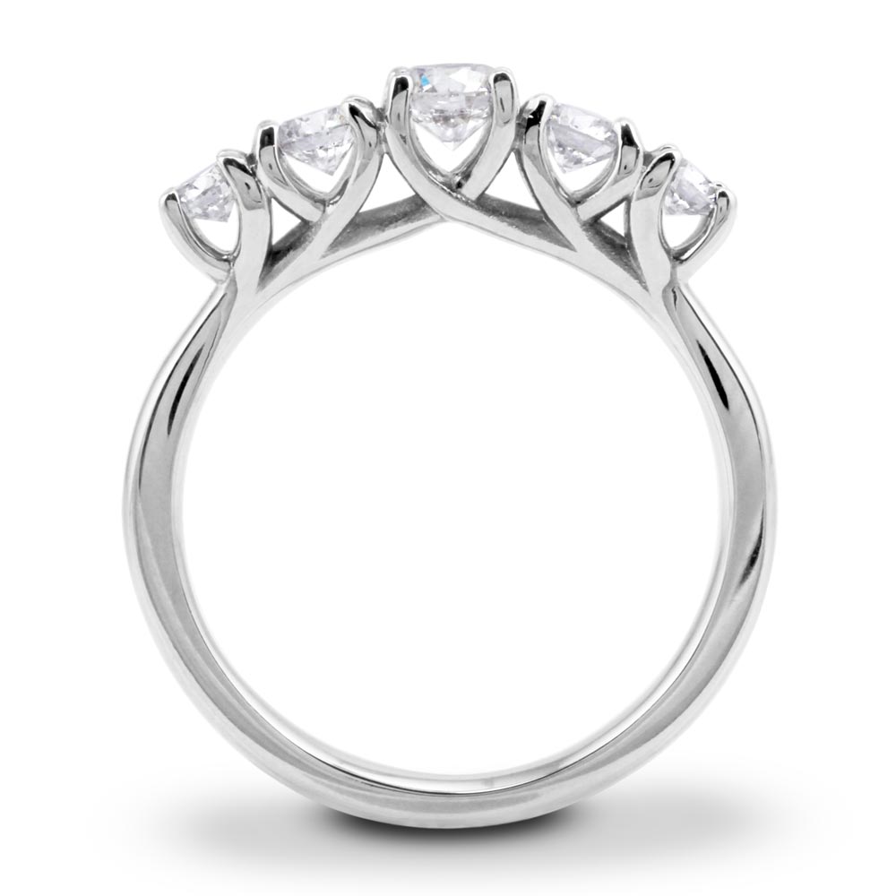 Platinum 0.75ct Round Brilliant Cut Diamond Five Stone Eternity Ring