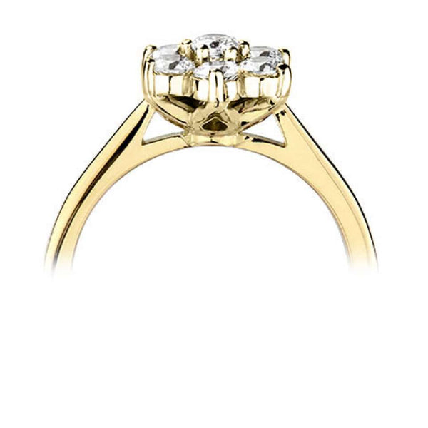 18ct yellow gold 1.05ct round brilliant cut diamond seven stone engagement ring side setting view