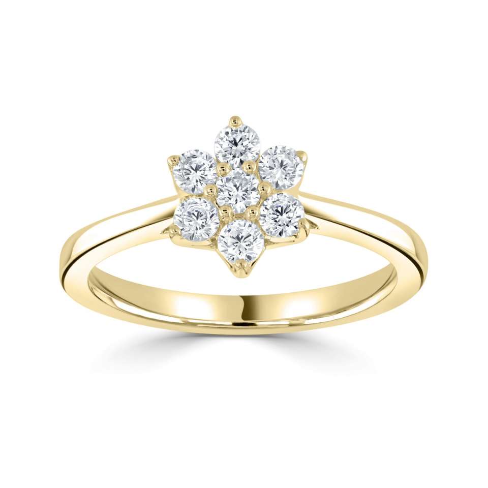 18ct Yellow Gold 1.05ct Round Brilliant Cut Diamond Seven Stone Engagement Ring