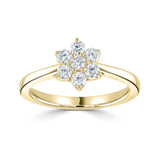 18ct yellow gold 1.05ct round brilliant cut diamond seven stone engagement ring top view