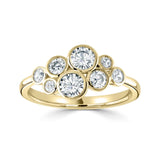 18ct yellow gold 0.85ct eight stone diamond bubble ring top view