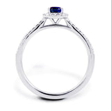 18ct White Gold 0.50ct Oval Cut Blue Sapphire and 0.19ct Diamond Ring