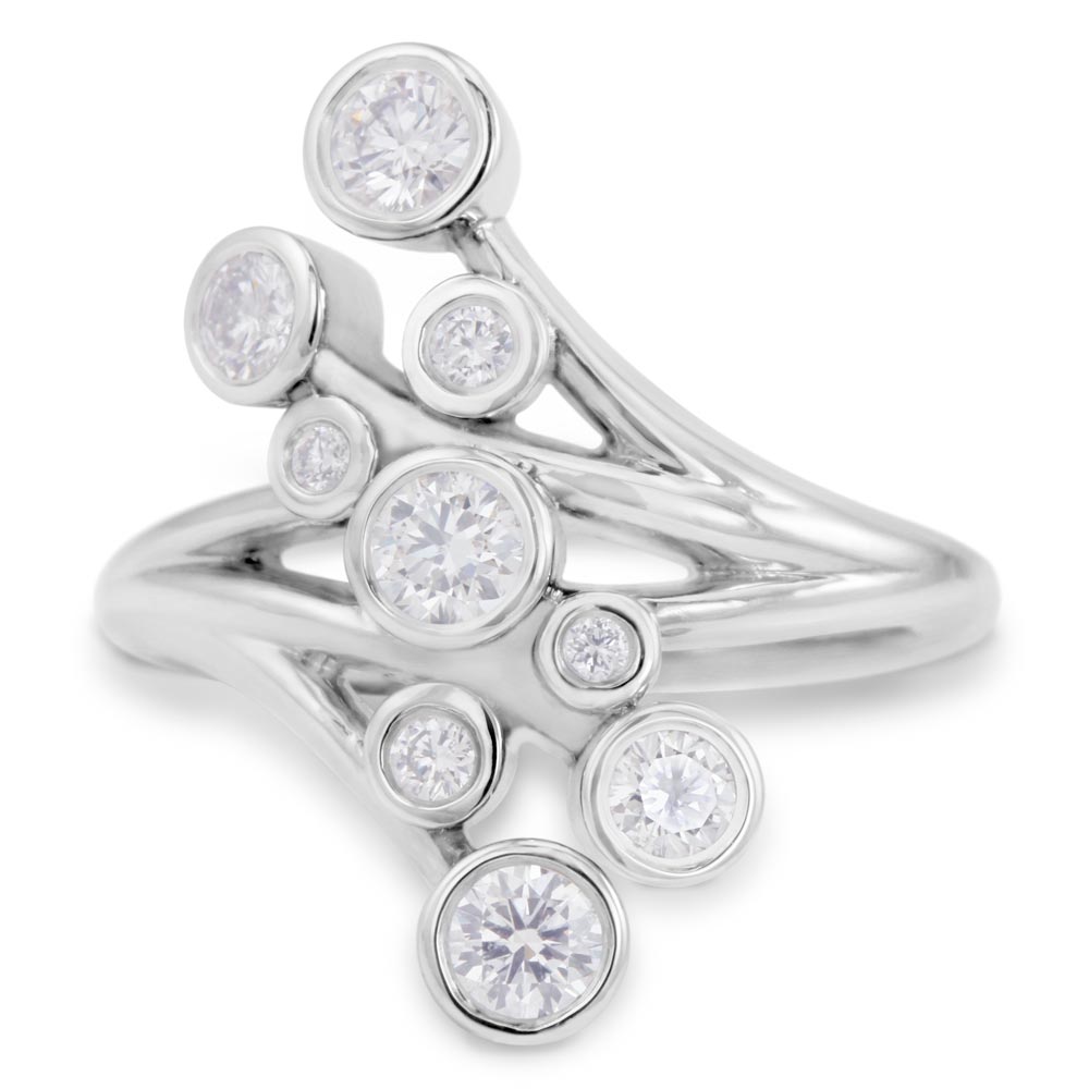 Platinum 0.75ct Nine Stone Diamond Fancy Right Hand Bubble Ring