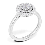 Platinum 0.93ct Round Brilliant Cut Diamond Engagement Ring With Double Diamond Halo
