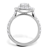 Platinum 2.28ct Cushion And Round Brilliant Cut Diamond Ring With Double Diamond Halo And Shoulders