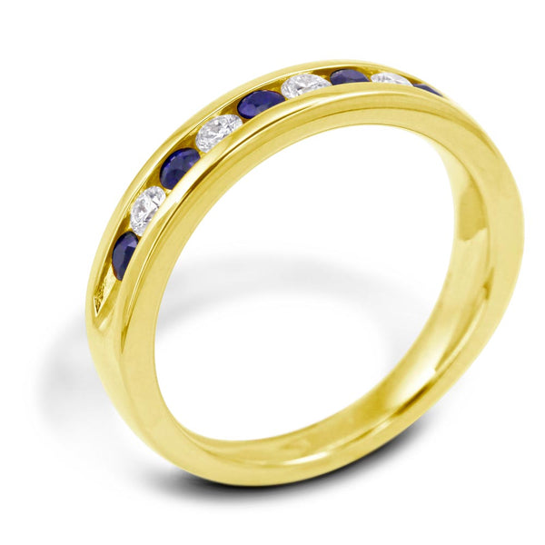 18ct Yellow Gold 0.50ct Sapphire And Diamond Half Eternity Ring