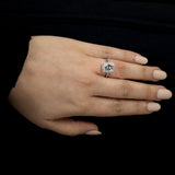 18ct white gold 1.84ct radiant cut aquamarine with 0.27ct diamond halo ring model shot