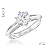 The Innis Platinum Round Brilliant Cut Diamond Solitaire Engagement Ring