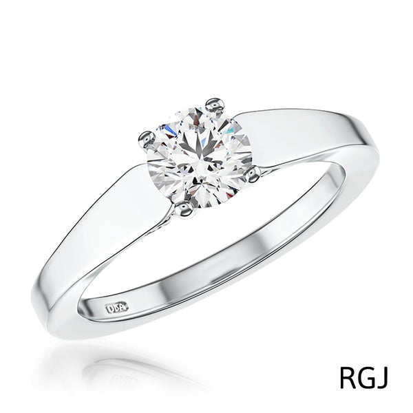 The Ballenas Platinum Round Brilliant Cut Diamond Solitaire Engagement Ring