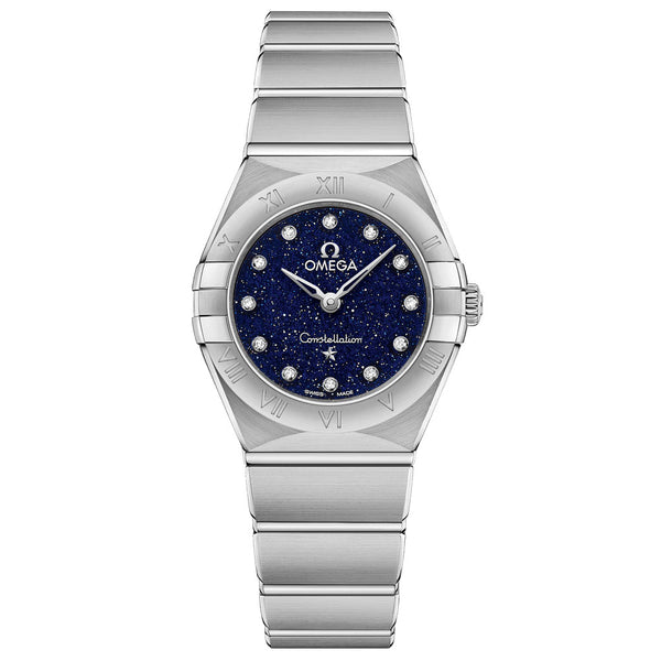 OMEGA Constellation 25mm Blue Dial Diamond Ladies Quartz Watch 13110256053001