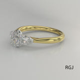 The Florentine 18ct Yellow Gold And Platinum Oval And Pear Cut Diamond Three Stone Engagement Ring