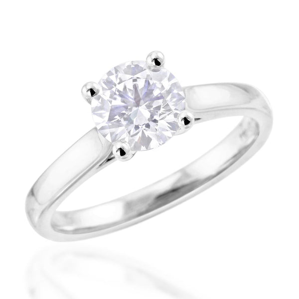 The Round Brilliant Cut Four Claw Platinum Lab Grown Diamond Solitaire Engagement Ring