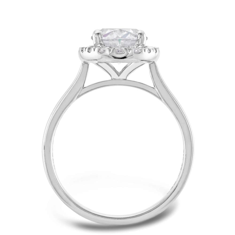 The Oval Cut Platinum Lab Grown Diamond Engagement Ring With Lab Grown Round Brilliant Cut Diamond Halo