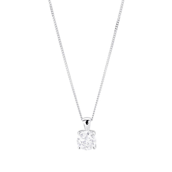 The Round Brilliant Cut Four Claw 18ct White Gold Lab Grown Diamond Necklace