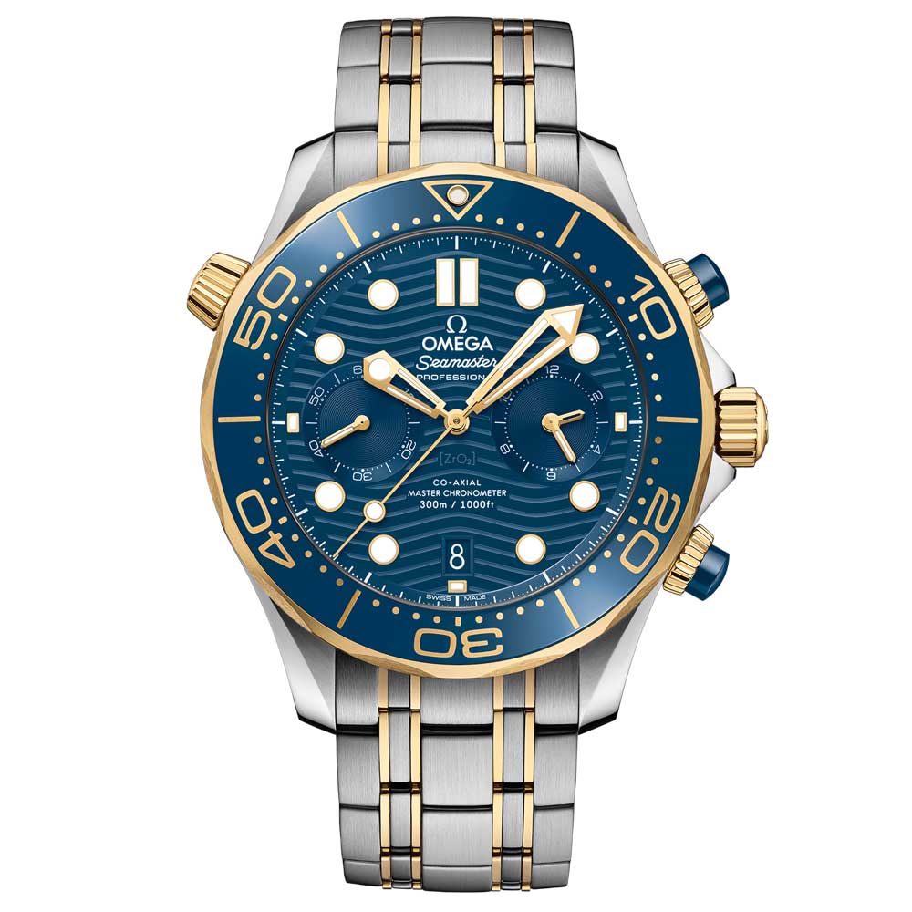 OMEGA Seamaster Diver 300M 44mm Blue Dial Steel & 18ct Gold Automatic Chronograph Gents Watch 21020445103001
