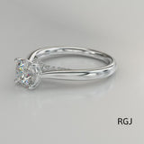 The Oxford Platinum Round Brilliant Cut Diamond Solitaire Engagement Ring With Diamond Detailing