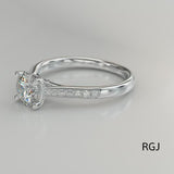 The Memoire Aura Platinum Round Brilliant Cut Diamond Solitaire Engagement Ring With Diamond Set Shoulders