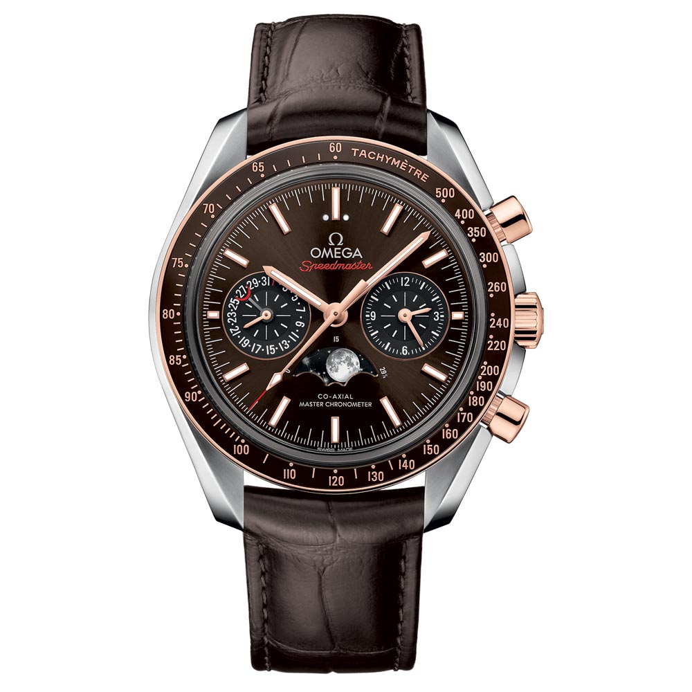 OMEGA Speedmaster Moonphase Chronograph 44.25mm Brown Dial Steel & 18ct Rose Gold Automatic Gents Watch 30423445213001