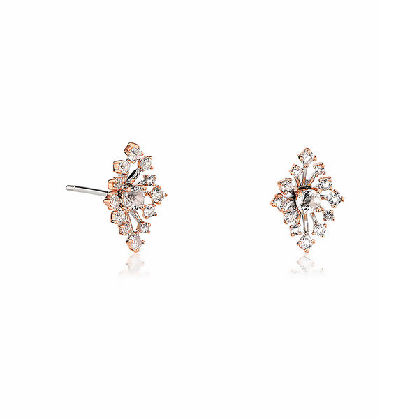 Clogau Silver And 9ct Rose Gold Celebration Sparkle Topaz Stud Earrings CFWE