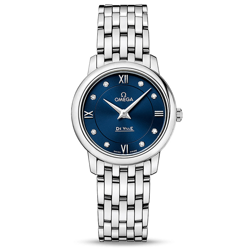 OMEGA De Ville Prestige 27.4mm Blue Dial Diamond Ladies Quartz Watch 42410276053001
