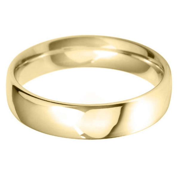18ct Yellow Gold 5mm Medium Court Flat Top Wedding Ring Side Closeup