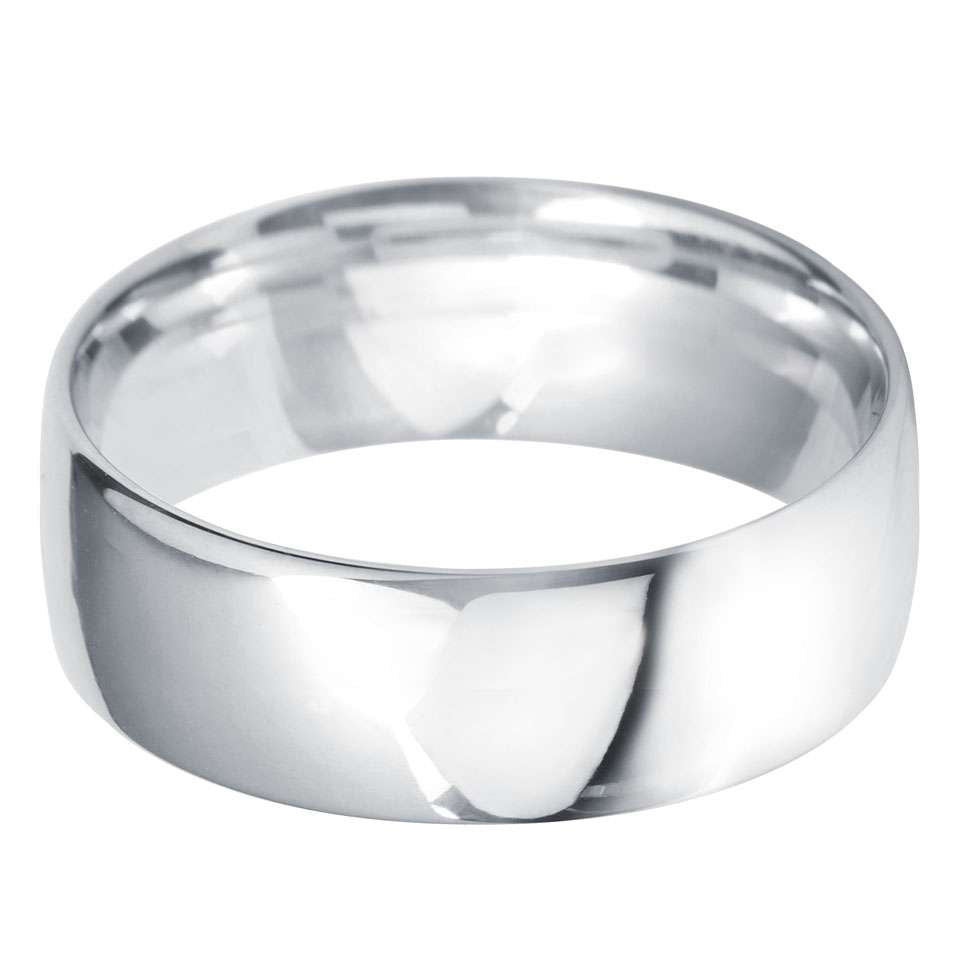 18ct White Gold 7mm Classic Court Gents Wedding Ring