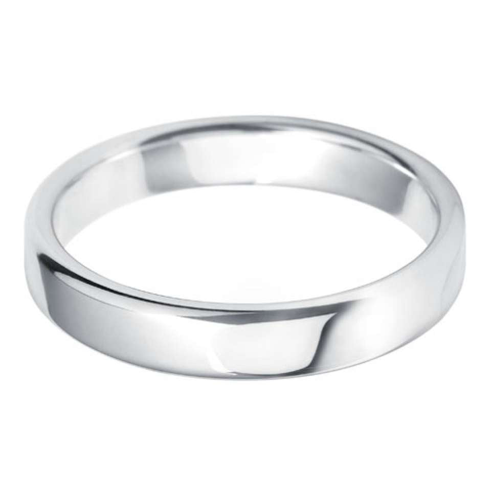 Platinum 4mm Heavy Court Wedding Ring Side Closeup