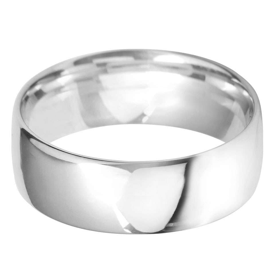 Platinum 8mm Medium Court Wedding Ring Side Closeup