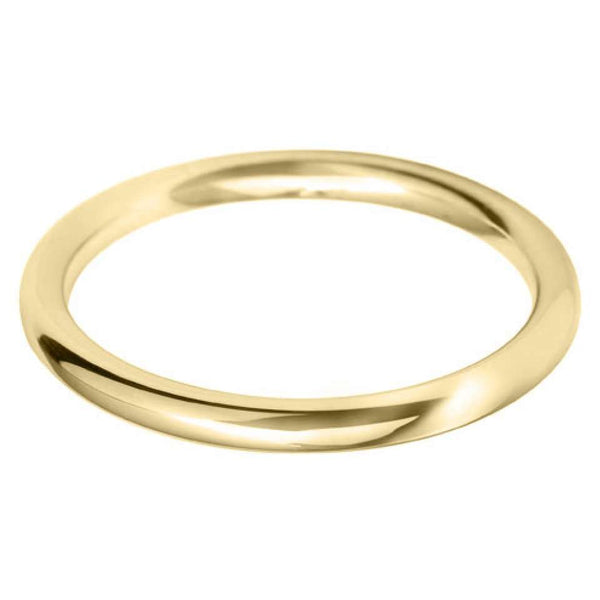 18ct Yellow Gold 2mm Heavy Court Wedding Ring Side Closeup
