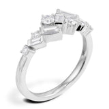 18ct White Gold 0.71ct Baguette And Round Brilliant Cut Diamond Zig Zag Fancy Ring