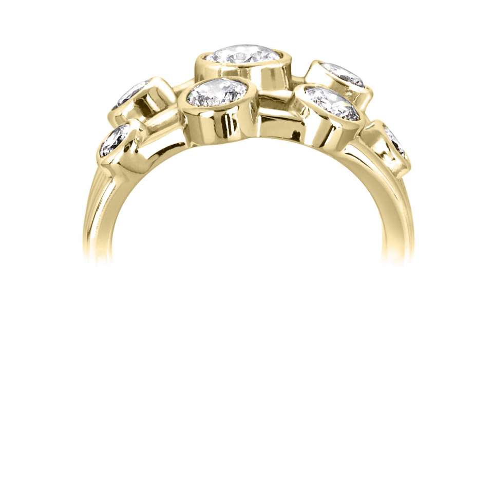 18ct Yellow Gold 1.00ct Seven Stone Diamond Bubble Ring