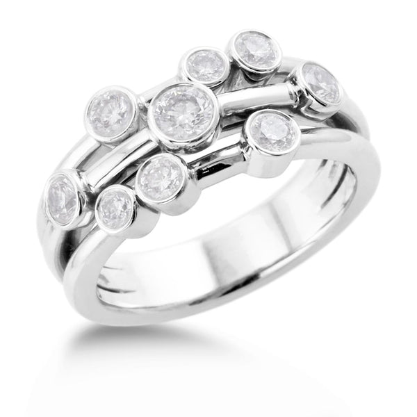 Platinum 1.59ct Nine Stone Diamond Bubble Ring