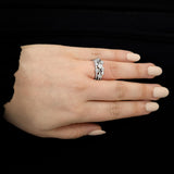platinum 0.85ct nine stone diamond bubble ring model shot