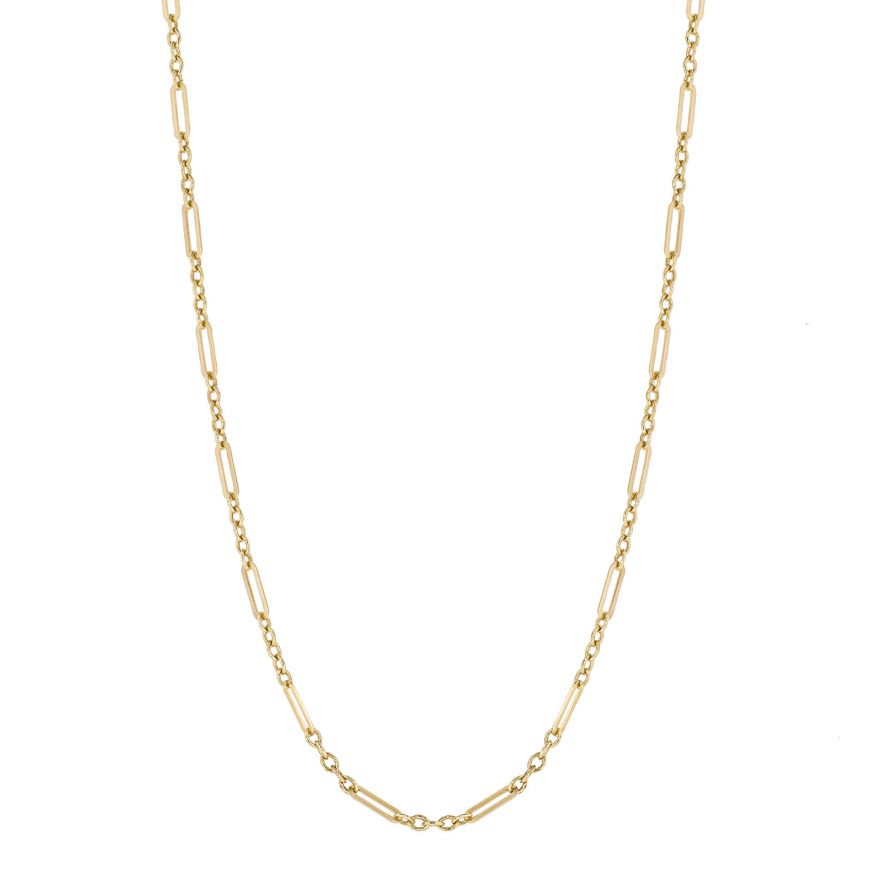 9ct Yellow Gold Elongated Link Necklace GN366