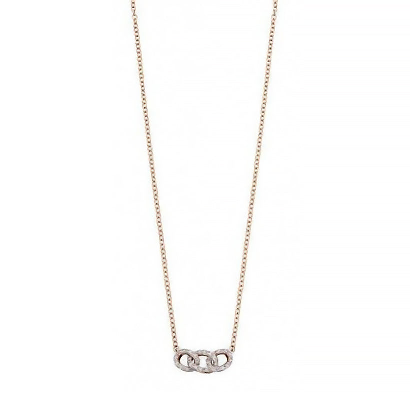 9ct Rose Gold Diamond Interlocking Circles Necklace GN300
