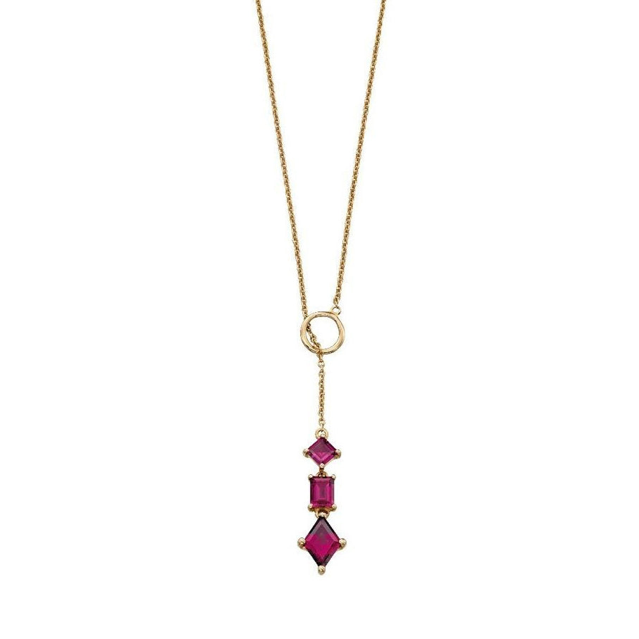 9ct Yellow Gold Mixed Shape Garnet Necklace GN299R