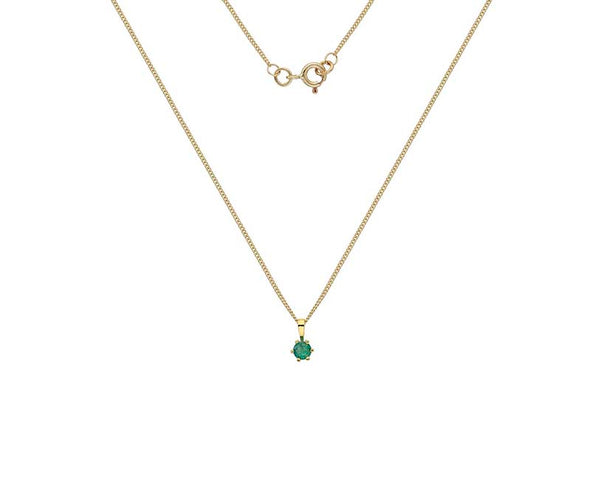 9ct yellow gold emerald claw set necklace