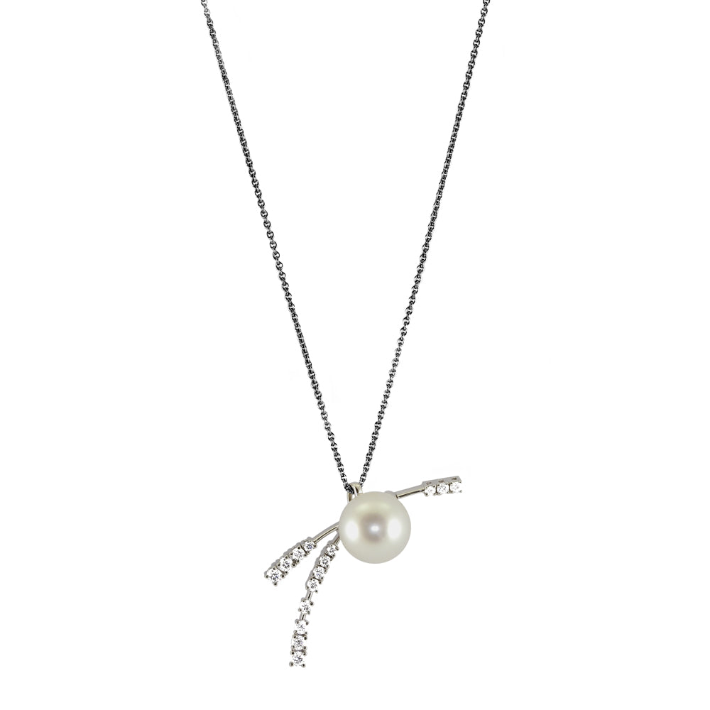 Schoeffel 18ct White Gold Pearl And 0.36ct Diamond Fancy Necklace